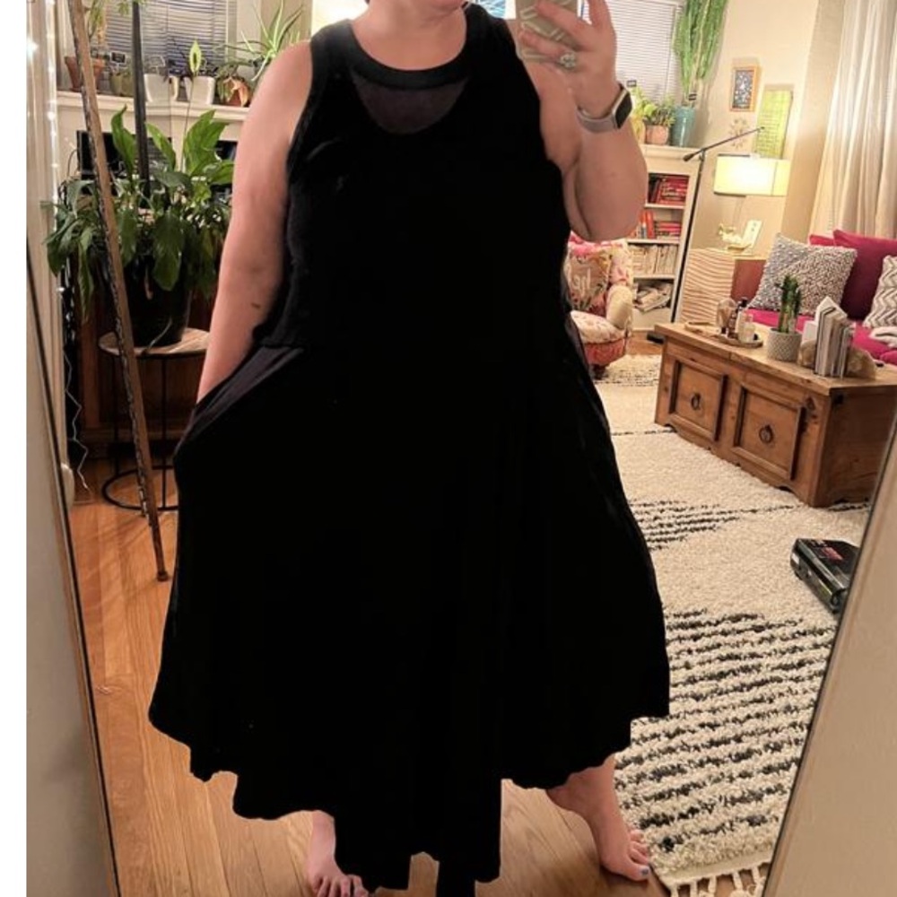 Anthropologie 1X Forward Line Black Mesh Tank Maxi Dress EUC - Picture 4 of 11